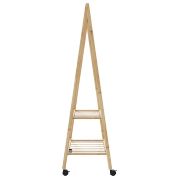 Suport pentru haine cu rafturi și roți 96x45,5x155,5 cm bambus - Img 8