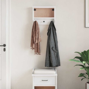 Suport pentru haine SANDNES alb 45x12x35 cm lemn masiv de pin - Img 4
