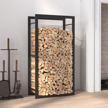 Suport pentru lemne de foc, negru mat, 50x28x94 cm oțel - Img 1
