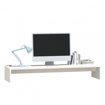 Suport pentru monitor, alb, 100x27x15 cm, lemn masiv pin - Img 4