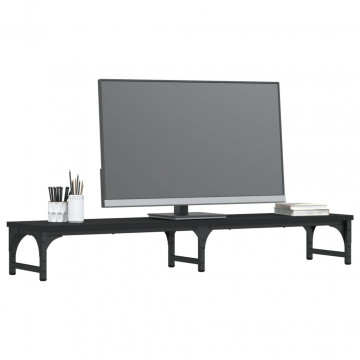Suport pentru monitor, negru, 105x23x15,5 cm, lemn compozit - Img 3