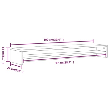 Suport pentru monitor stejar fumuriu 100x24x13cm lemn prelucrat - Img 6