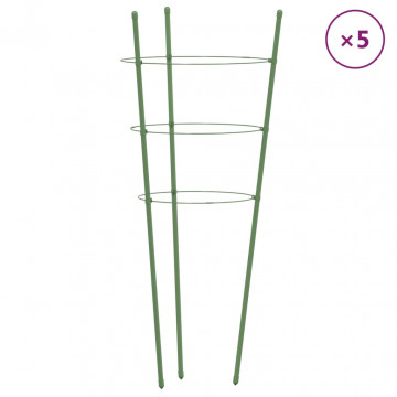 Suport plante de grădină cu 3 inele, 5 buc, verde, 45 cm, oțel - Img 2