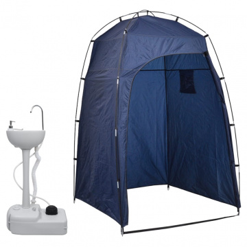 Suport portabil de camping, pentru spălat mâini, cu cort, 20 L - Img 1