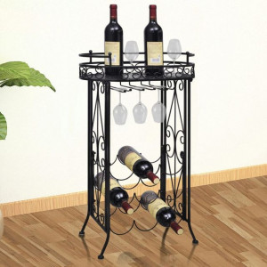Suport sticle de vin pentru 9 sticle, cu suport pahar, metal - Img 7
