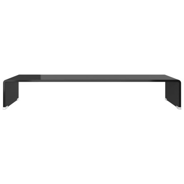 Suport TV/monitor din sticlă, 80x30x13 cm, negru - Img 3
