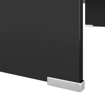 Suport TV/monitor din sticlă, 80x30x13 cm, negru - Img 6
