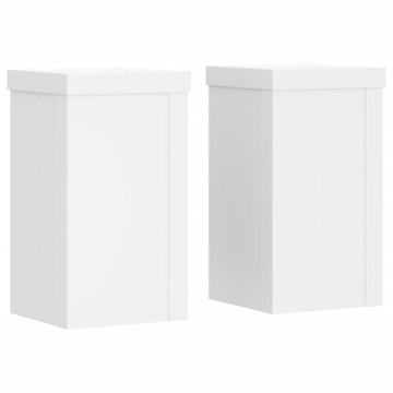 Suporturi de plante, 2 buc., alb, 10x10x18 cm, lemn prelucrat - Img 2