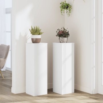 Suporturi de plante, 2 buc., alb, 25x25x80 cm, lemn prelucrat - Img 1