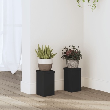 Suporturi de plante, 2 buc., negru, 10x10x18 cm, lemn prelucrat - Img 1