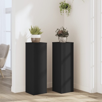 Suporturi de plante, 2 buc., negru, 25x25x80 cm, lemn prelucrat - Img 1