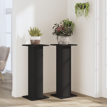 Suporturi de plante, 2 buc., negru, 30x30x80 cm, lemn prelucrat - Img 3