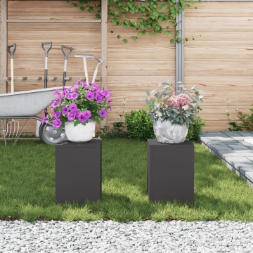 Suporturi pentru plante exterioare Pilar 2 buc Negru 24x24x35 cm Oțel - Img 4