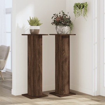 Suporturi plante 2 buc. stejar maro 30x30x95 cm lemn prelucrat - Img 3