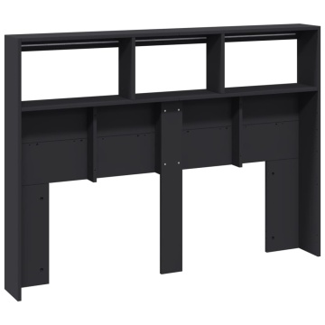 Tăblie cu dulap și LED, negru, 140x17x102 cm - Img 7