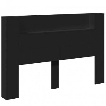 Tăblie cu dulap și LED, negru, 160x16,5x103,5 cm - Img 3