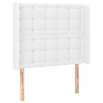 Tăblie de pat cu aripioare, alb, 103x16x118/128 cm, piele eco - Img 2