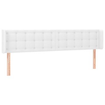 Tăblie de pat cu aripioare alb 163x16x78/88 cm piele ecologică - Img 2