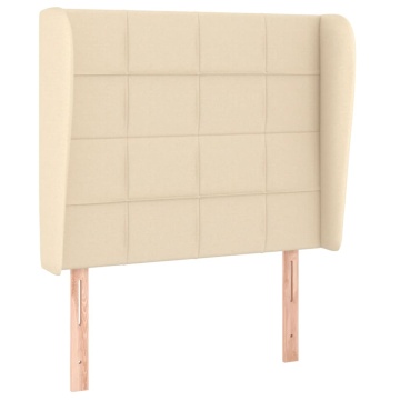 Tăblie de pat cu aripioare, crem, 83x23x118/128 cm, textil - Img 2