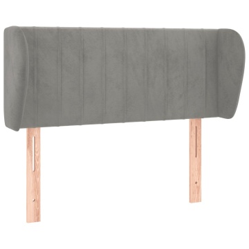 Tăblie de pat cu aripioare gri deschis 103x23x78/88 cm catifea - Img 2