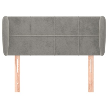Tăblie de pat cu aripioare gri deschis 103x23x78/88 cm catifea - Img 3