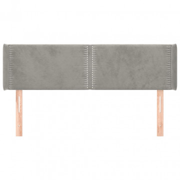 Tăblie de pat cu aripioare gri deschis 147x16x78/88 cm catifea - Img 3