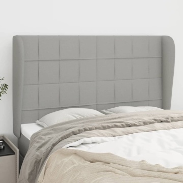 Tăblie de pat cu aripioare gri deschis 147x23x118/128 cm textil - Img 1