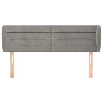Tăblie de pat cu aripioare gri deschis 147x23x78/88 cm catifea - Img 3