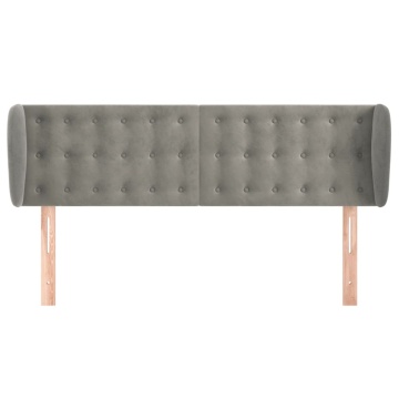 Tăblie de pat cu aripioare gri deschis 147x23x78/88 cm catifea - Img 3
