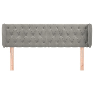 Tăblie de pat cu aripioare gri deschis 163x23x78/88 cm catifea - Img 3
