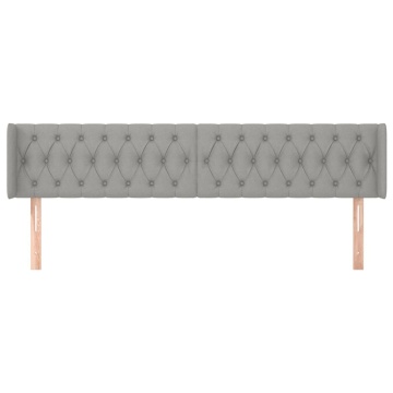 Tăblie de pat cu aripioare gri deschis 183x16x78/88 cm textil - Img 3