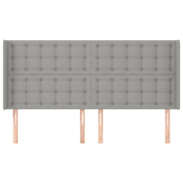 Tăblie de pat cu aripioare gri deschis 203x16x118/128 cm textil - Img 3