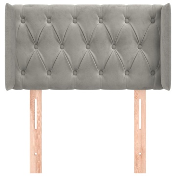 Tăblie de pat cu aripioare gri deschis 83x16x78/88 cm catifea - Img 3