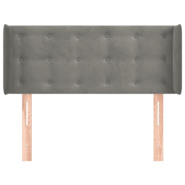 Tăblie de pat cu aripioare gri deschis 83x16x78/88 cm catifea - Img 3