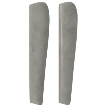 Tăblie de pat cu aripioare gri deschis 83x23x118/128 cm catifea - Img 4