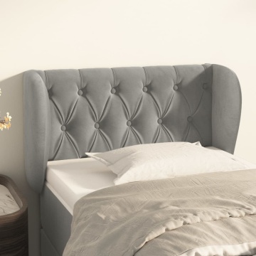 Tăblie de pat cu aripioare gri deschis 83x23x78/88 cm catifea - Img 1