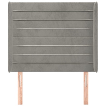 Tăblie de pat cu aripioare gri deschis 93x16x118/128 cm catifea - Img 3