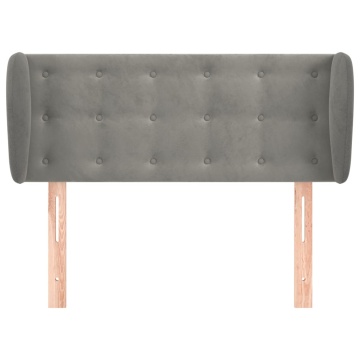 Tăblie de pat cu aripioare gri deschis 93x23x78/88 cm catifea - Img 3