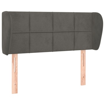 Tăblie de pat cu aripioare gri închis 103x23x78/88 cm catifea - Img 2