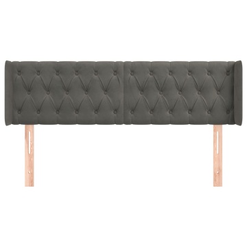 Tăblie de pat cu aripioare gri închis 147x16x78/88 cm catifea - Img 3