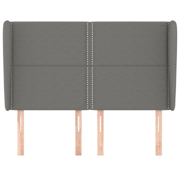Tăblie de pat cu aripioare gri închis 147x23x118/128 cm textil - Img 3