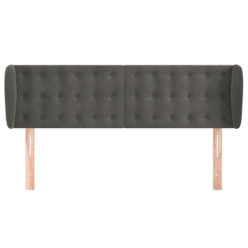 Tăblie de pat cu aripioare gri închis 147x23x78/88 cm catifea - Img 3