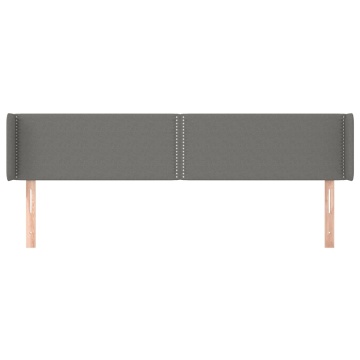 Tăblie de pat cu aripioare gri închis 163x16x78/88 cm textil - Img 3