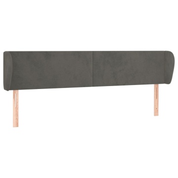 Tăblie de pat cu aripioare gri închis 163x23x78/88 cm catifea - Img 2