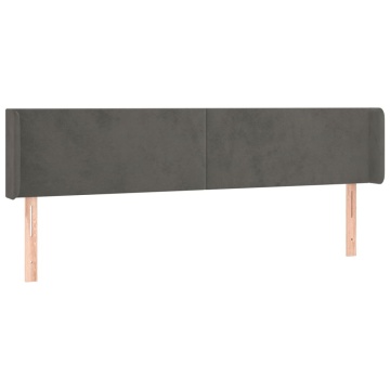 Tăblie de pat cu aripioare gri închis 183x16x78/88 cm catifea - Img 2