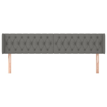 Tăblie de pat cu aripioare gri închis 183x16x78/88 cm textil - Img 3