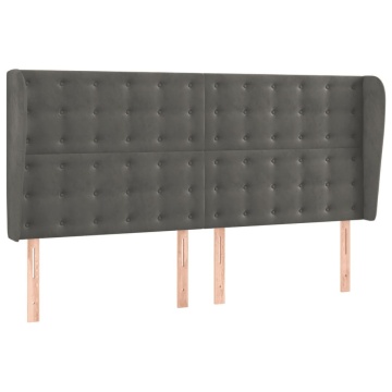 Tăblie de pat cu aripioare gri închis 183x23x118/128 cm catifea - Img 2