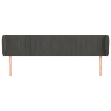 Tăblie de pat cu aripioare gri închis 183x23x78/88 cm catifea - Img 3