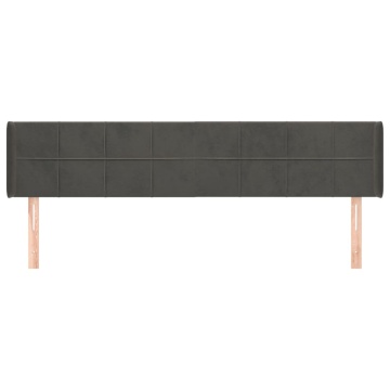 Tăblie de pat cu aripioare gri închis 203x16x78/88 cm catifea - Img 3