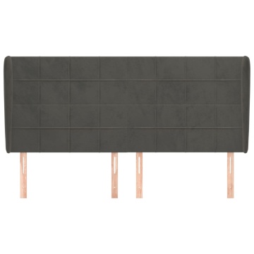 Tăblie de pat cu aripioare gri închis 203x23x118/128 cm catifea - Img 3